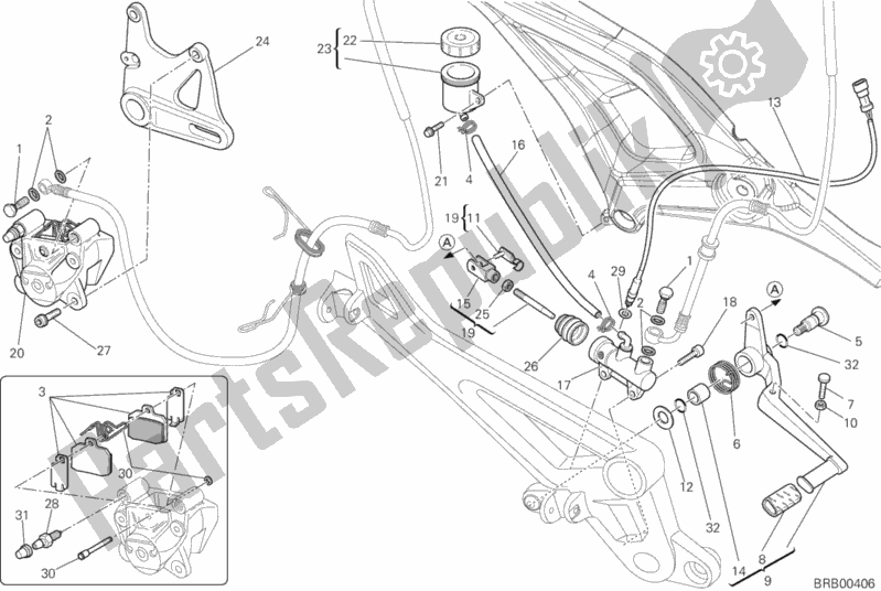 Toutes les pièces pour le Système De Freinage Arrière du Ducati Monster 696 ABS 2014